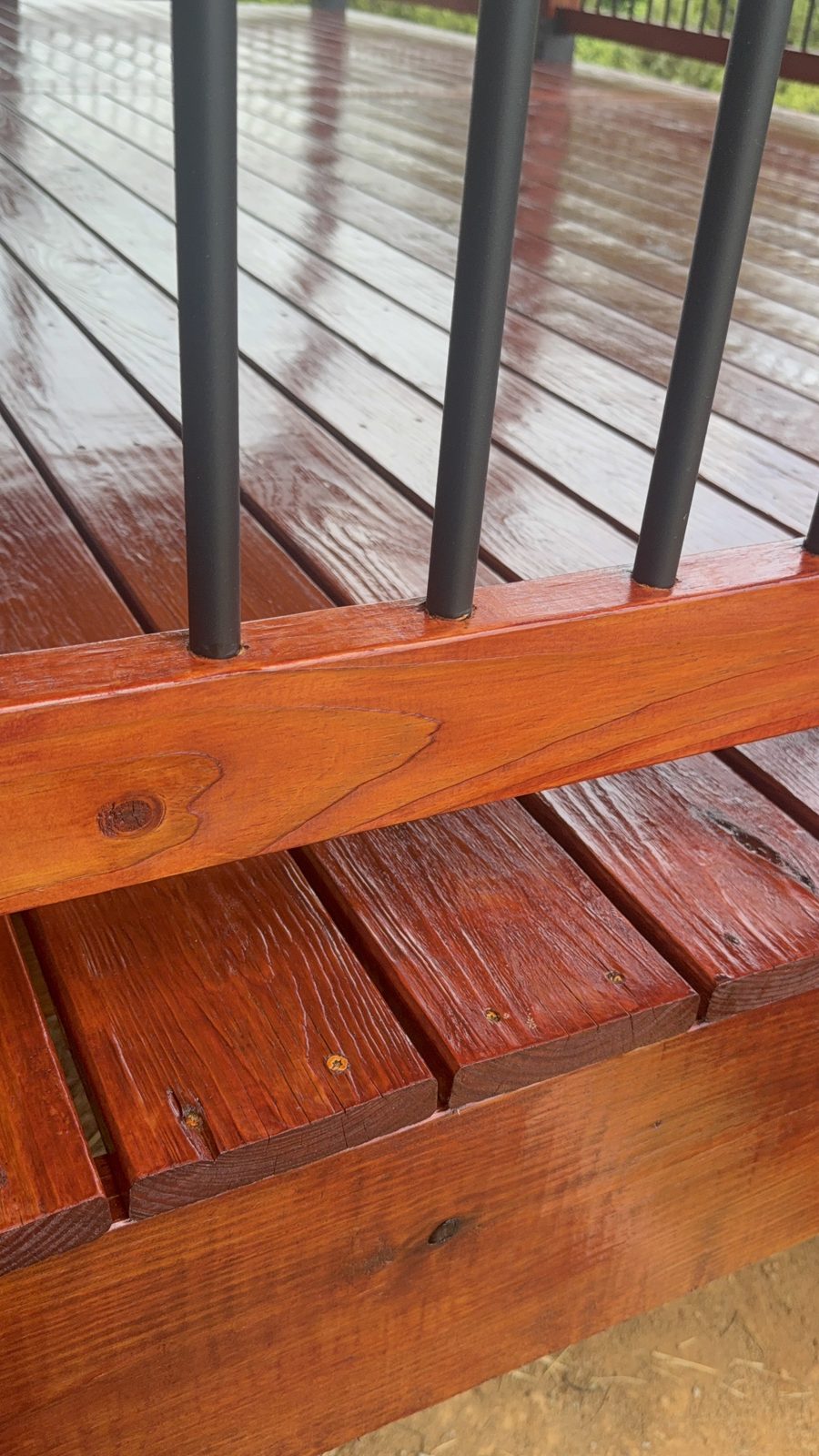 Proluxe Mahogany Deck Rail Closeup in Piney Flats, TN by Rock's Painting