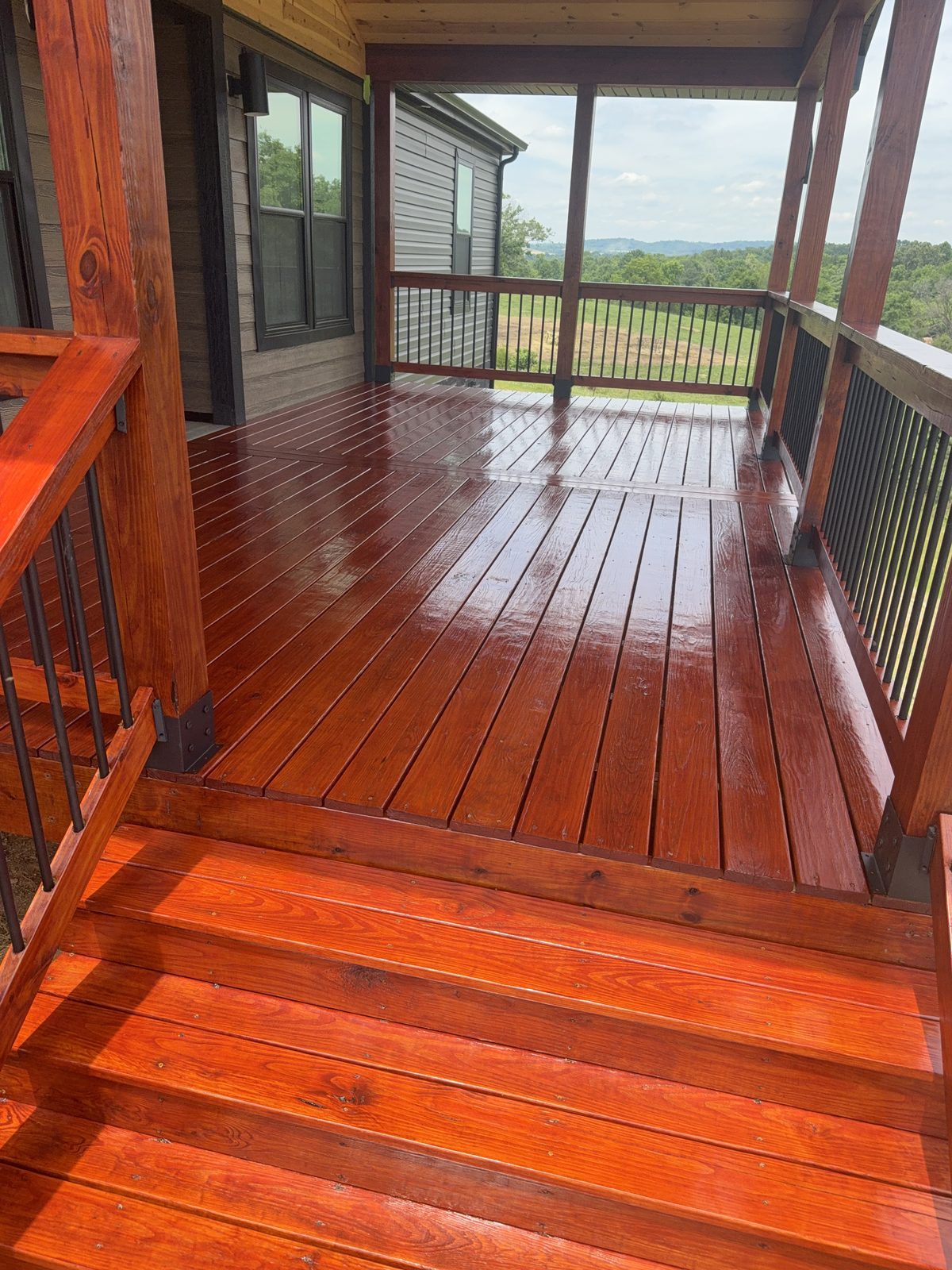 Proluxe Mahogany Deck Railing View by Rock's Painting